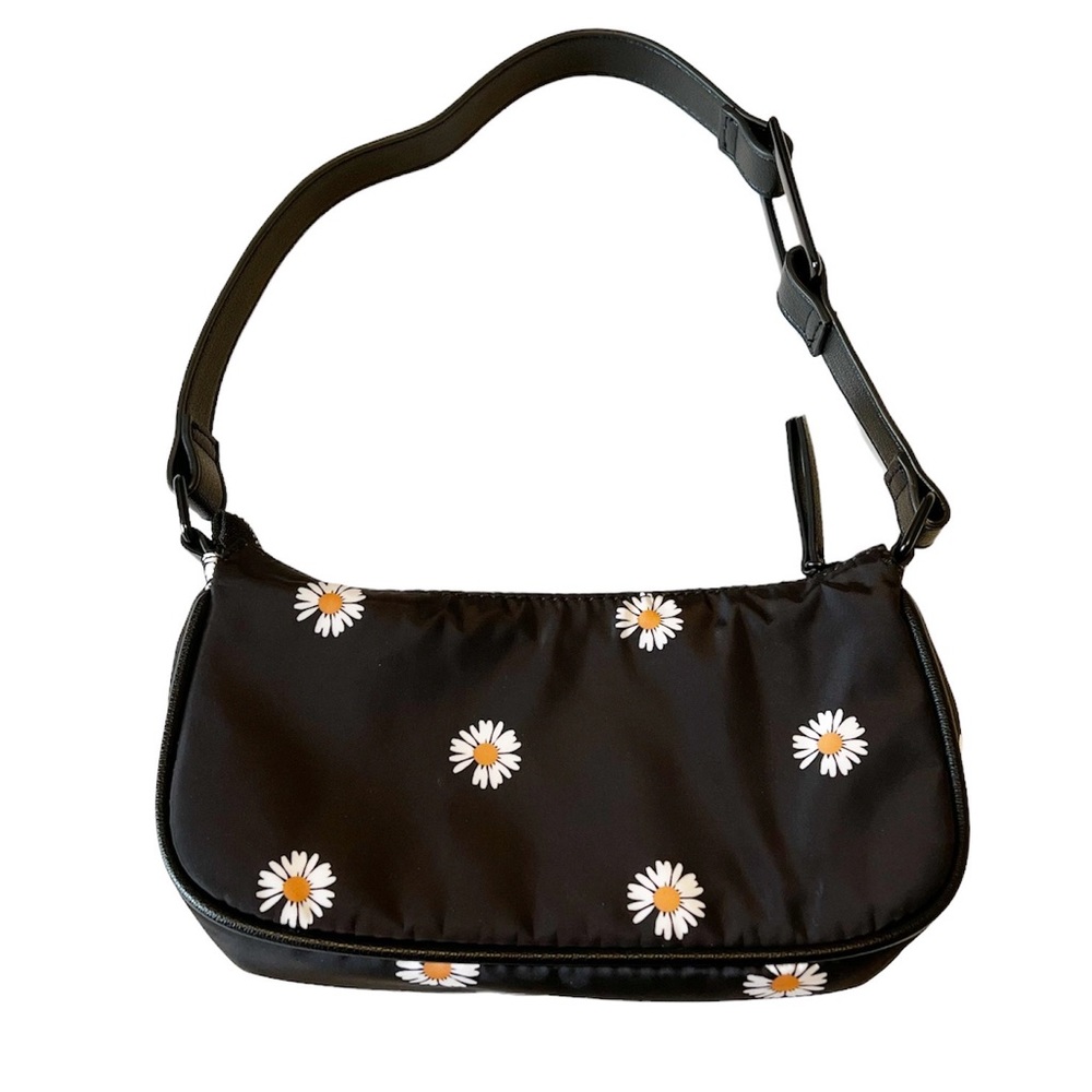Campsite mini shoulder bag daisy daisy print black mini bag with zipper